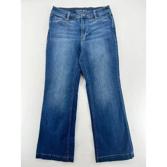 Lands End Mid Rise Trouser Jeans Flare Leg Size 10 Womens - Picture 1 of 7